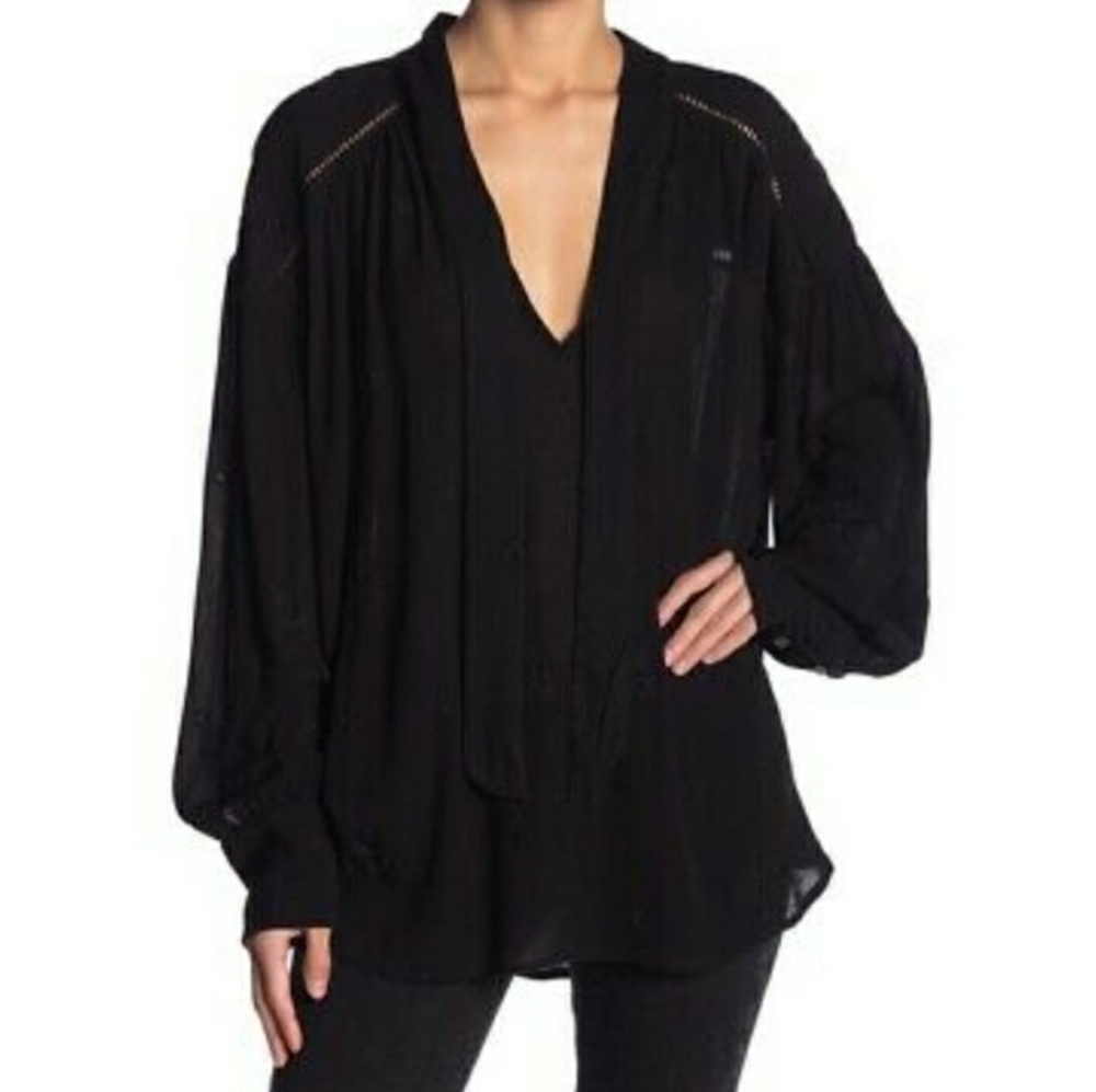Free People tie neck blouse
